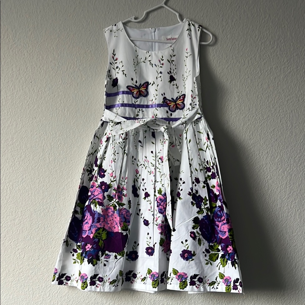 Floral Kids Dress with Purple Accents